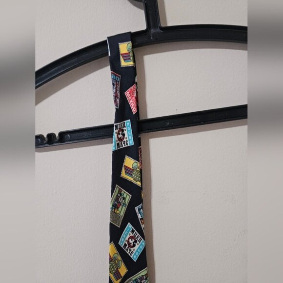 Balancine Disney Mickey Mouse Stamps Around the World Print Silk Necktie - Picture 7 of 7